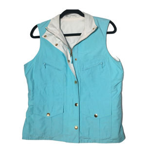 Lauren Ralph Lauren Blue and White Reversible Cotton Nylon Vest Size Large